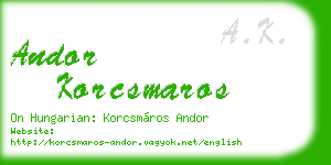 andor korcsmaros business card
