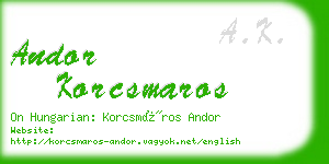 andor korcsmaros business card